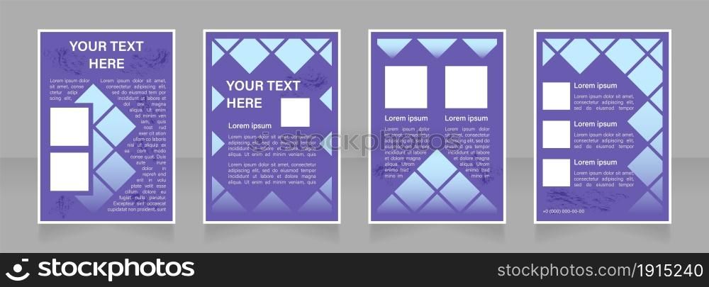 Promotional blank brochure layout design. Brand recognition. Vertical poster template set with empty copy space for text. Premade corporate reports collection. Editable flyer paper pages. Promotional blank brochure layout design