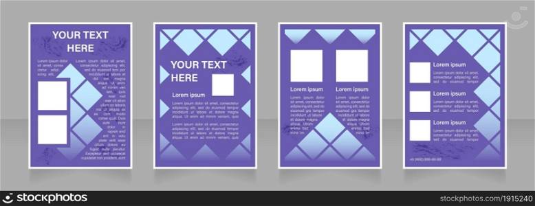 Promotional blank brochure layout design. Brand recognition. Vertical poster template set with empty copy space for text. Premade corporate reports collection. Editable flyer paper pages. Promotional blank brochure layout design