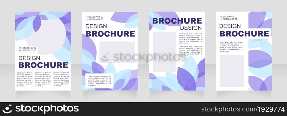 Promotional blue leaves blank brochure layout design. Nature decor. Vertical poster template set with empty copy space for text. Premade corporate reports collection. Editable flyer paper pages. Promotional blue leaves blank brochure layout design
