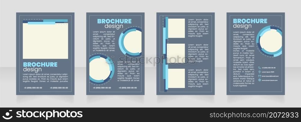 Promotional service grey blank brochure layout design. Promo agency. Vertical poster template set with empty copy space for text. Premade corporate reports collection. Editable flyer paper pages. Promotional service grey blank brochure layout design