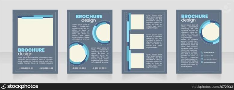 Promotional service grey blank brochure layout design. Promo agency. Vertical poster template set with empty copy space for text. Premade corporate reports collection. Editable flyer paper pages. Promotional service grey blank brochure layout design
