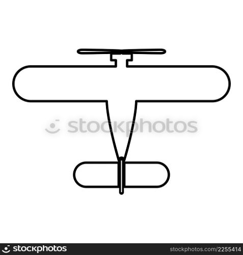 Propelier aircraft retro vintage small plane single engine contour outline line icon black color vector illustration image thin flat style simple. Propelier aircraft retro vintage small plane single engine contour outline line icon black color vector illustration image thin flat style