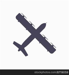 Propeller aircraft, four-engine bomber airplane silhouette. Aircraft top view icon. Flat vector illustration isolated on white background.. Propeller aircraft, bomber airplane silhouette. Flat vector illustration isolated on white