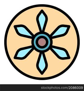 Propeller in a circle icon. Outline propeller in a circle vector icon color flat isolated. Propeller in a circle icon color outline vector