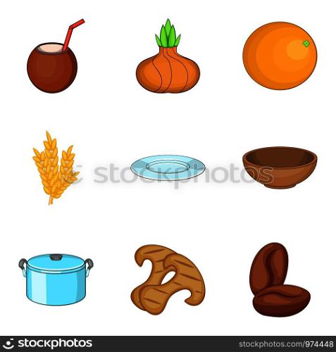 Proper nutrition icons set. Cartoon set of 9 proper nutrition vector icons for web isolated on white background. Proper nutrition icons set, cartoon style