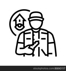 property caretaker repair worker line icon vector. property caretaker repair worker sign. isolated contour symbol black illustration. property caretaker repair worker line icon vector illustration