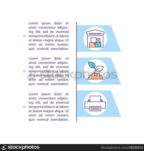 Property concept icon with text. Industrial organization. Business service. Asset management PPT page vector template. Brochure, magazine, booklet design element with linear illustrations. Property concept icon with text