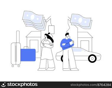 Property division abstract concept vector illustration. Divorce property agreement, division between spouses, separation process, lawyer service, legal equitable distribution abstract metaphor.. Property division abstract concept vector illustration.