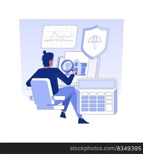 Property evaluator isolated concept vector illustration. Real estate manager deals with property evaluation, business industry, insurance company, professional broker vector concept.. Property evaluator isolated concept vector illustration.