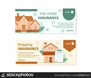 Property Insurance Banner Template Flat Design Illustration Editable of Square Background Suitable for Social media, Greeting Card and Web Internet Ads