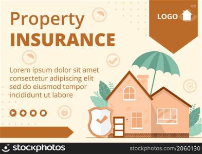 Property Insurance Brochure Template Flat Design Illustration Editable of Square Background Suitable for Social media, Greeting Card and Web Internet Ads