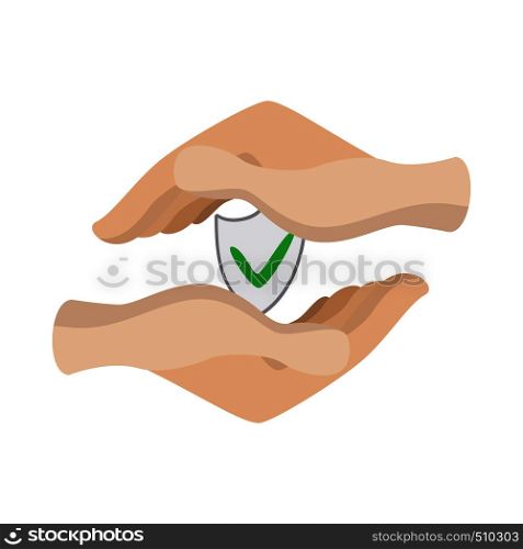 Property insurance icon in cartoon style on a white background. Property insurance icon, cartoon style