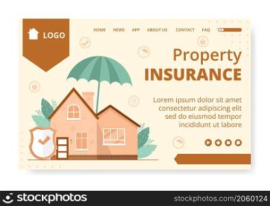 Property Insurance Landing Page Template Flat Design Illustration Editable of Square Background Suitable for Social media, Greeting Card and Web Internet Ads