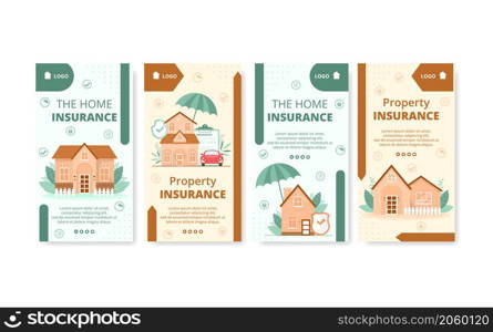 Property Insurance Stories Template Flat Design Illustration Editable of Square Background Suitable for Social media, Greeting Card and Web Internet Ads