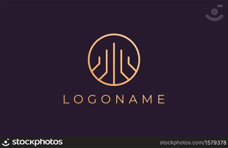 Property logo template with simple and luxurious shapes in gold