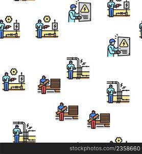 Property Maintenance And Repair Vector Seamless Pattern Thin Line Illustration. Property Maintenance And Repair Vector Seamless Pattern