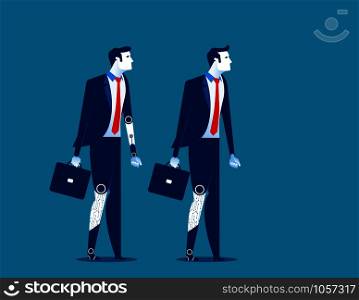 Prosthesis. Person with robotic legs and arm. Concept business technology vector illustration.