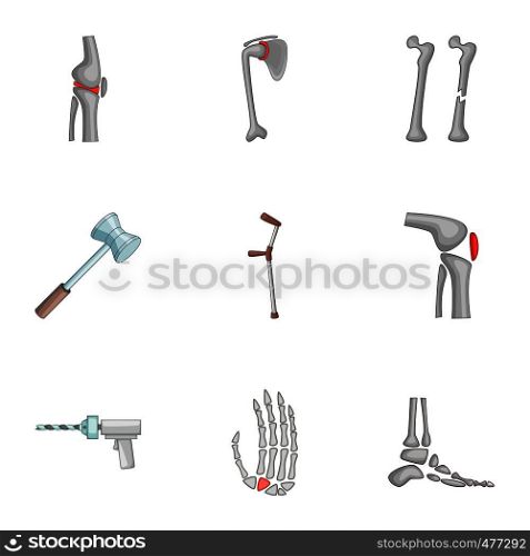 Prosthetics icons set. Cartoon set of 9 prosthetics vector icons for web isolated on white background. Prosthetics icons set, cartoon style