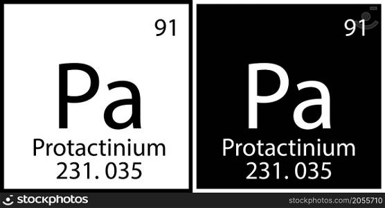 Protactinium chemical symbol. Science structure. Mendeleev table. Square frames. Vector illustration. Stock image. EPS 10.. Protactinium chemical symbol. Science structure. Mendeleev table. Square frames. Vector illustration. Stock image.