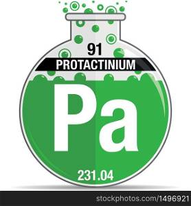 Protactinium symbol on chemical round flask. Element number 91 of the Periodic Table of the Elements - Chemistry. Vector image
