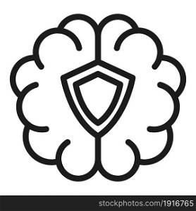 Protect brain icon outline vector. Shield care. Head mind. Protect brain icon outline vector. Shield care