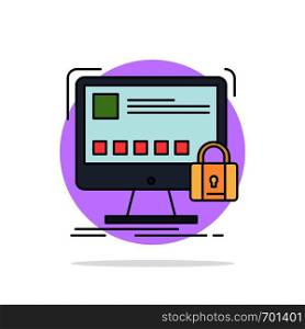 protect, protection, lock, safety, secure Flat Color Icon Vector