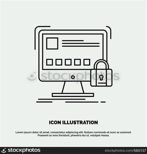 protect, protection, lock, safety, secure Icon. Line vector gray symbol for UI and UX, website or mobile application. Vector EPS10 Abstract Template background