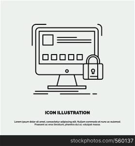 protect, protection, lock, safety, secure Icon. Line vector gray symbol for UI and UX, website or mobile application. Vector EPS10 Abstract Template background