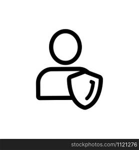 Protect the account icon vector. A thin line sign. Isolated contour symbol illustration. Protect the account icon vector. Isolated contour symbol illustration