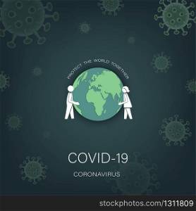 Protect the world together from covid-19 coronavirus concept,for advertising,banner,template or background,vector illustration
