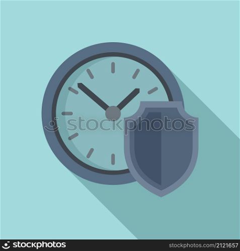 Protect time icon flat vector. Safe clock. Lock hour. Protect time icon flat vector. Safe clock