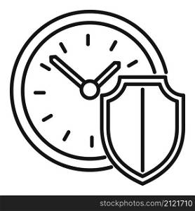 Protect time icon outline vector. Safe clock. Lock hour. Protect time icon outline vector. Safe clock