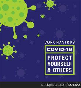 Protect yourself, Coronavirus Poster, COVID 19 Vrius background. Vector COVID-19 Awareness Poster