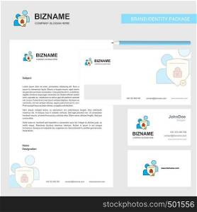Protected chat Business Letterhead, Envelope and visiting Card Design vector template