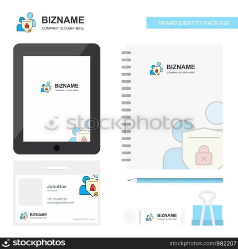 Protected chat Business Logo, Tab App, Diary PVC Employee Card and USB Brand Stationary Package Design Vector Template