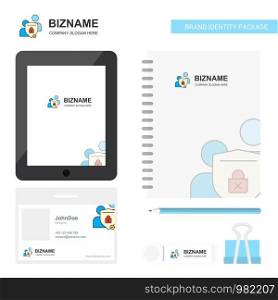 Protected chat Business Logo, Tab App, Diary PVC Employee Card and USB Brand Stationary Package Design Vector Template