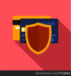 Protected credit card icon. Flat illustration of protected credit card vector icon for web design. Protected credit card icon, flat style