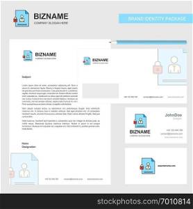 Protected document Business Letterhead, Envelope and visiting Card Design vector template