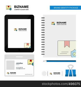 Protected document Business Logo, Tab App, Diary PVC Employee Card and USB Brand Stationary Package Design Vector Template