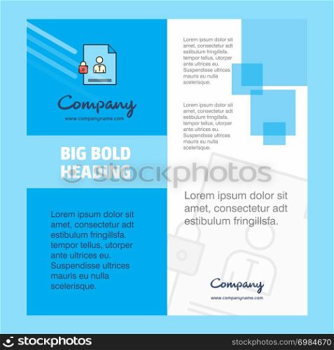 Protected document Company Brochure Title Page Design. Company profile, annual report, presentations, leaflet Vector Background
