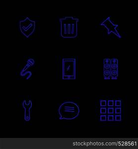 protected, dustbin , pin , mic , mobile , speaker ,wrench , message , dialpad ,icon, vector, design, flat, collection, style, creative, icons