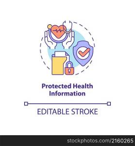 Protected health information concept icon. Sensitive data example abstract idea thin line illustration. Isolated outline drawing. Editable stroke. Roboto-Medium, Myriad Pro-Bold fonts used. Protected health information concept icon