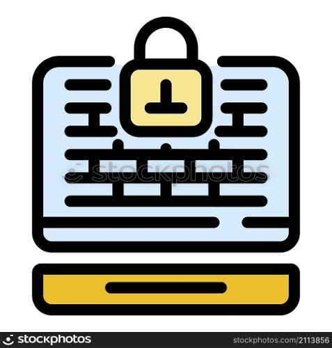 Protected home computer icon. Outline protected home computer vector icon color flat isolated. Protected home computer icon color outline vector