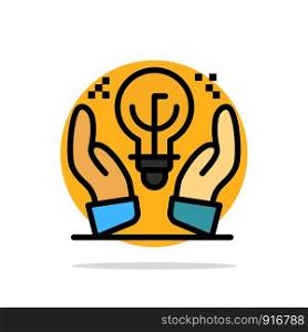 Protected Ideas, Business, Idea, Hand Abstract Circle Background Flat color Icon