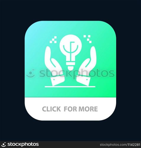 Protected Ideas, Business, Idea, Hand Mobile App Button. Android and IOS Glyph Version