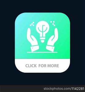 Protected Ideas, Business, Idea, Hand Mobile App Button. Android and IOS Glyph Version