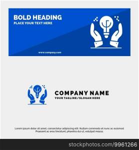 Protected Ideas, Business, Idea, Hand SOlid Icon Website Banner and Business Logo Template