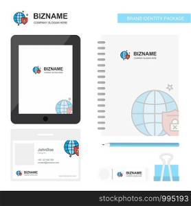 Protected internet Business Logo, Tab App, Diary PVC Employee Card and USB Brand Stationary Package Design Vector Template