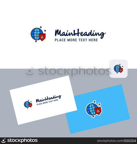 Protected internet vector logotype with business card template. Elegant corporate identity. - Vector