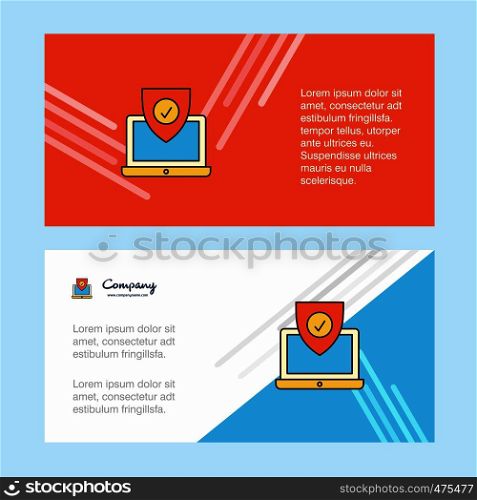 Protected laptop abstract corporate business banner template, horizontal advertising business banner.